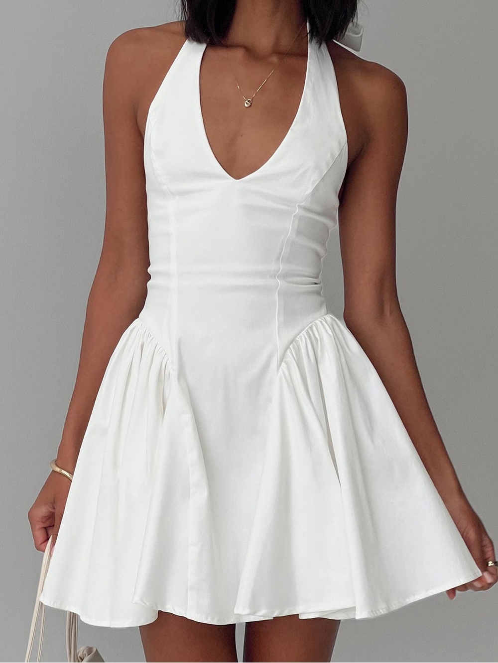 Princess Polly Princess Polly Karisse Halter Mini Dress White Sz 8